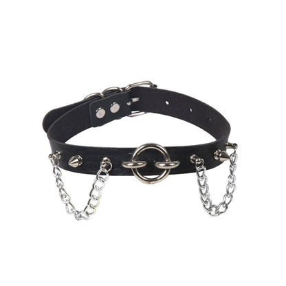 Personality O-ring Rivet Chain PU Necklace