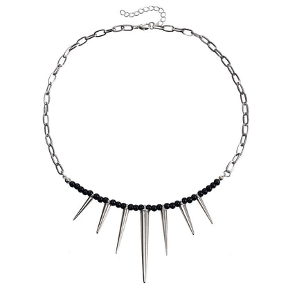 Punk Chain Black Pearl Studded Necklace