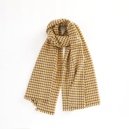 Retro Color-blocked Checkered Soft Comfortable Warm Houndstooth Scarf