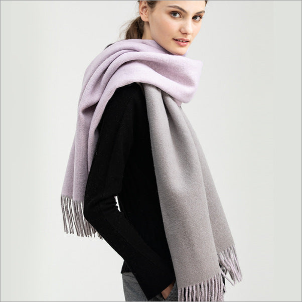 Heavyweight Thickened Pure-wool Autumn Winter Double-sided Scarf