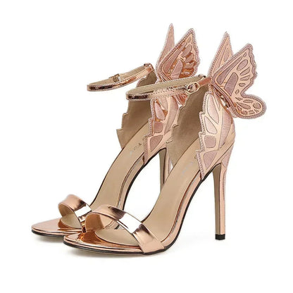 Open Toe Buckle Strap Big Butterfly Wings High Heel Summer High Heel