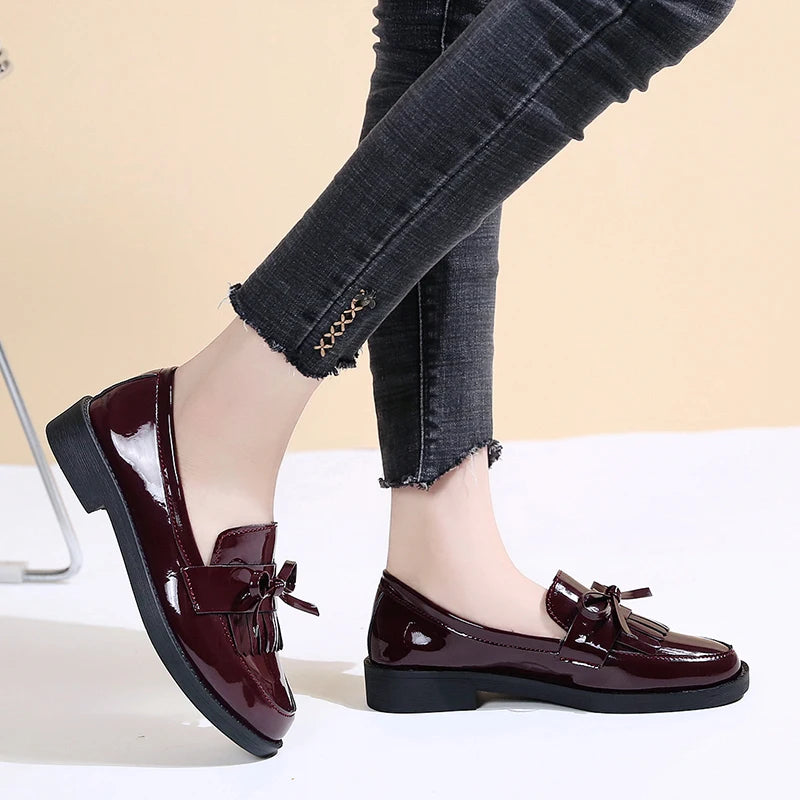 Black Platform Metal Chain Slip On Boat Casual Leather Designer Oxfords Loafers