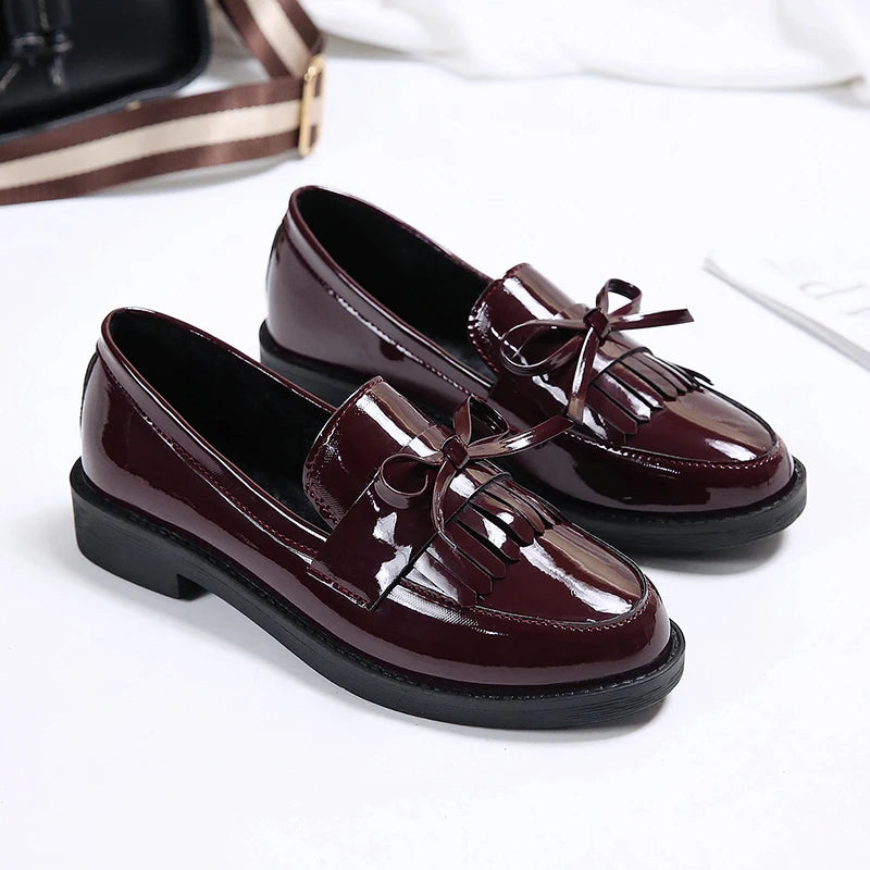 Black Platform Metal Chain Slip On Boat Casual Leather Designer Oxfords Loafers