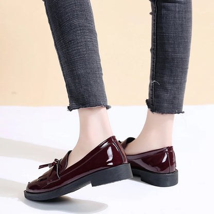 Black Platform Metal Chain Slip On Boat Casual Leather Designer Oxfords Loafers