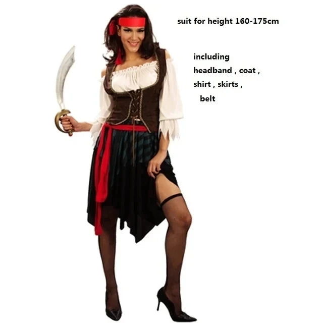 Pirates Caribbean Captain Jack Sparrow Cosplay Carnival Halloween Costume