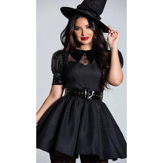 Plus Size Sexy Black Witch Sorceress Halloween Carnival Performance Costume