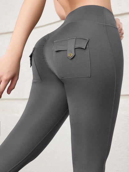 Pockets High Waist Solid Butt Lifting Coquette Exercise Sporty Leggings