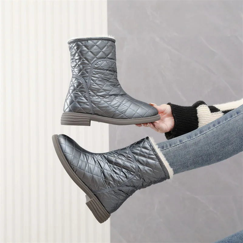 Flat Fashion Warm Plush Velvet Cotton Winter Short Snow Boot