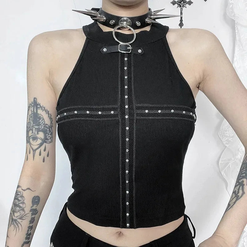 Punk Streetwear Backless Off Shoulder Crop Top