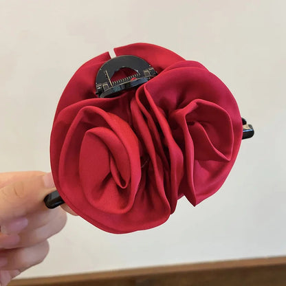 Satin Rose Large Christmas Hair Accessory