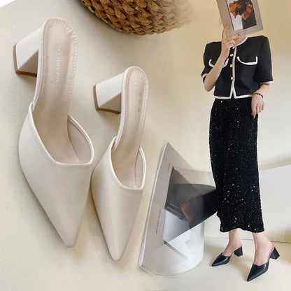 Sexy Pointed Toe Winter Plush Warm Closed Toe Comfortable Slippers Low Heel Pumps