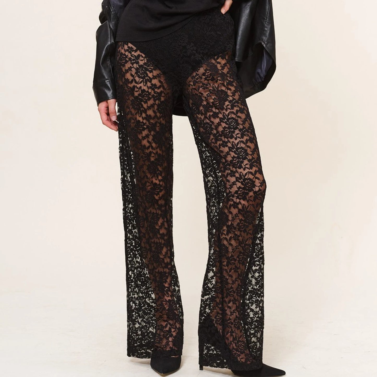 Sexy Sheer Lace Transparent Halloween Pants