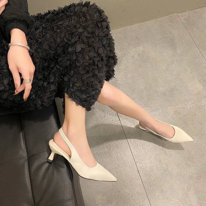 Fashion Slip-on Summer Solid Office Career Sexy Pointed Toe Low Heel Pumps