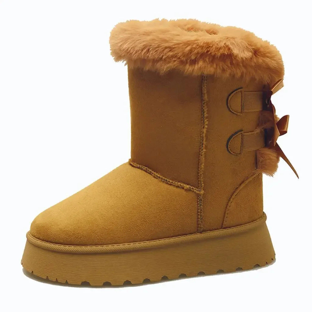 Thick Plush Thick Sole Non-slip Solid Button Retro Snow Boot