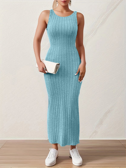 Solid Backless Sexy Mid-length Sleeveless Midi Dresses