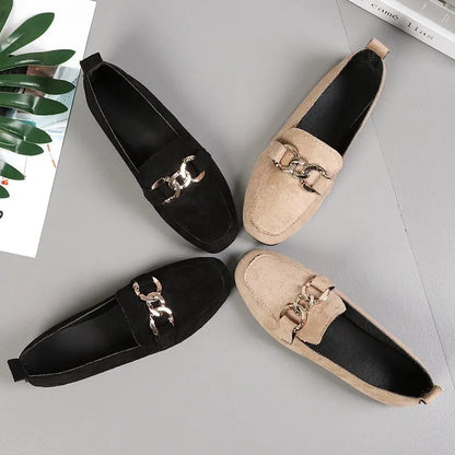 Metal Decor Slip On Fashion Loafers Moccasins Big Size Casual Flats Loafers