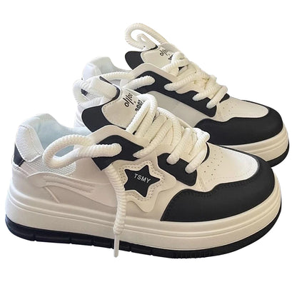 Star Walking Sneakers Y2K Platform Shoes Thick Sole Aesthetic Tennis Shoes Non-Slip Skateboard Shoes for Walking Jogging