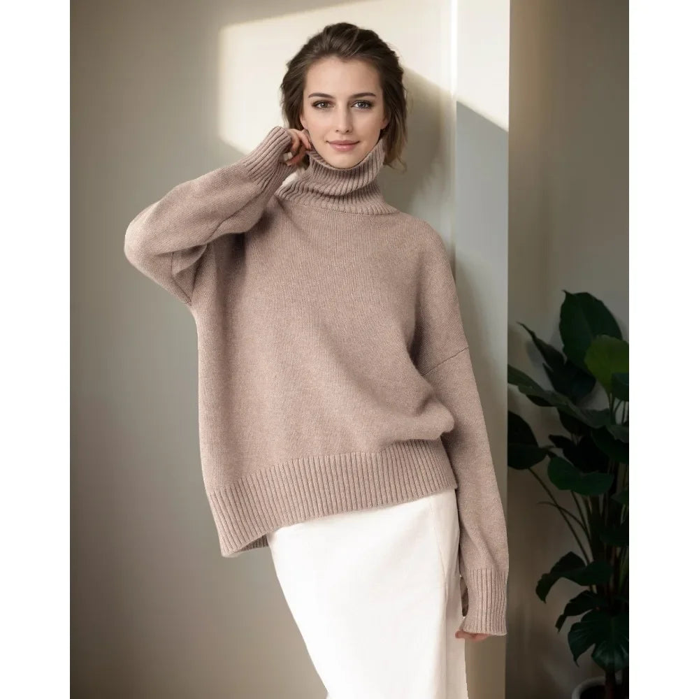 Thickened Knitwear Loose Turtleneck Warm Solid Pullover Sweater