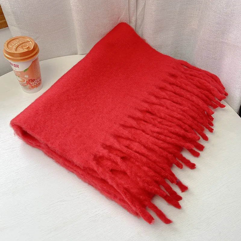 28-Color Long Muffler Soft Thick Mohair Warm Scarf