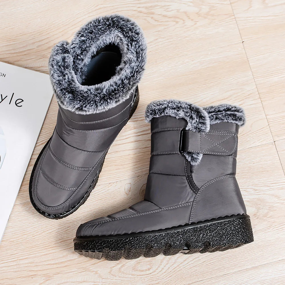 Waterproof Faux Fur Long Plush Platform Ankle Warm Snow Boot