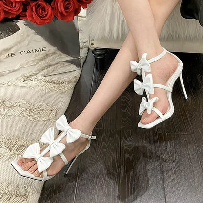 Stylish White French Women’s Square Head Peep Toe Super High Heel High Heel