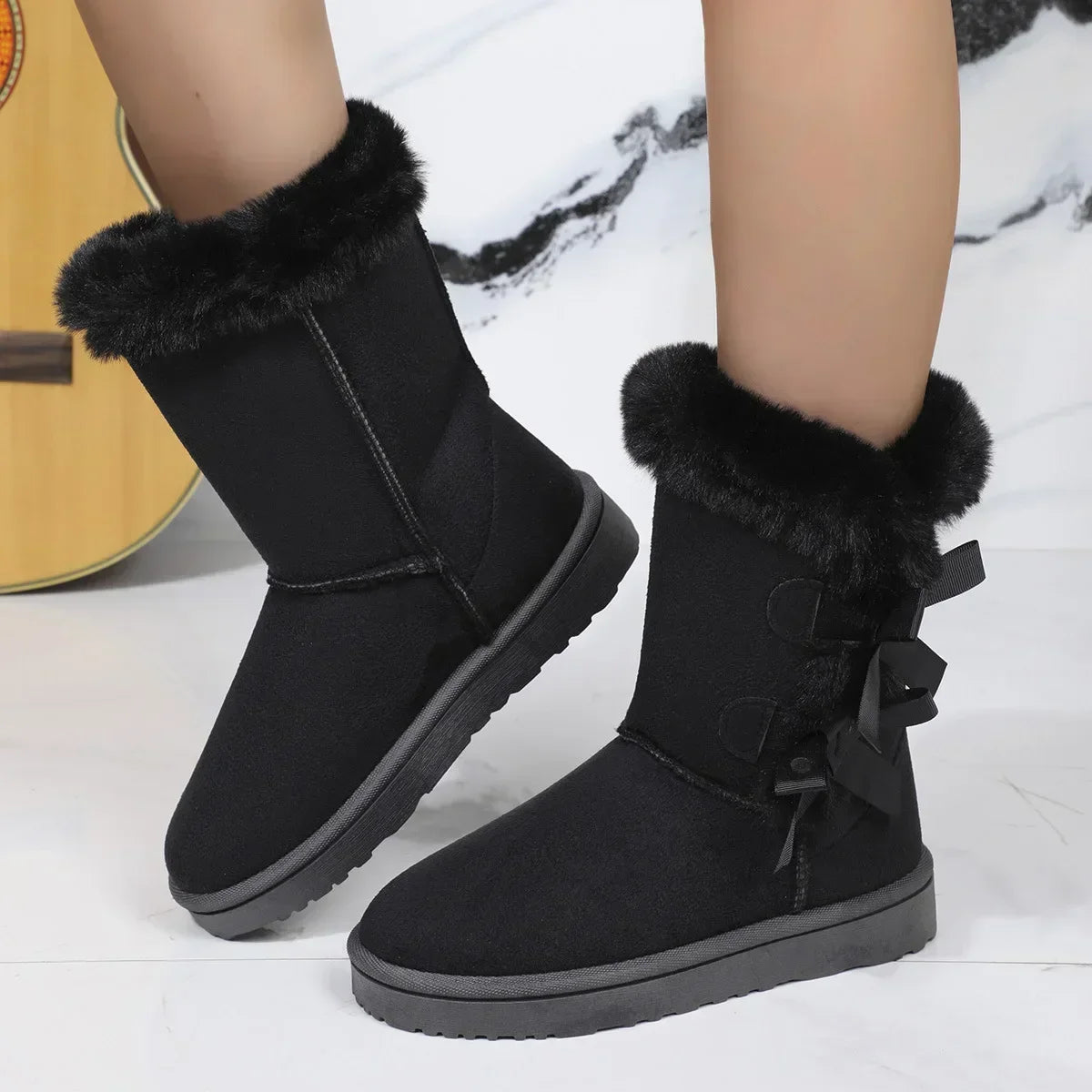 Winter Boots Fur Women's Snow Boots Low-top Warm Fur Shoes Men's and Women's Winter Short Boots Super Mini Outer Wear Non-slip