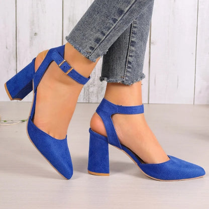 Women's Pointed Toe Highs Trend Summer New Fashion Suede Chunky Shal Sexy Shoes Low Heel Pumps