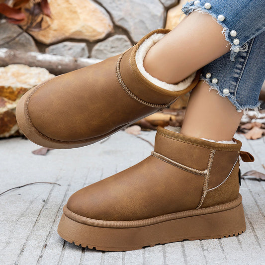 Women Boots Winter Short Plush Warm Snow Boots Women Casual Flat Shoes Women New Comfortable Chelsea Ankle Boots Botas De Mujer