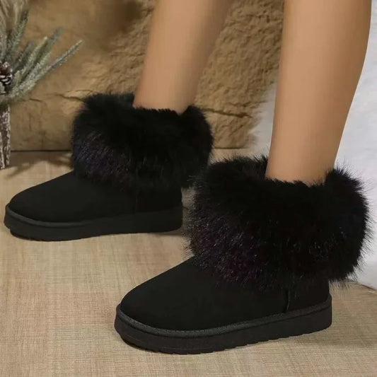 Women Winter  Snow Fur Boots Winter Warm Ankle Boots for Women Snow Shoes Style Round-toe Slip on Winter Boots Size 36-42