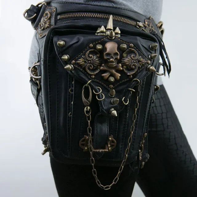 Steam Punk Gothic Waist Leg Hip Belt Mobile Phone Messenger Fanny Bag