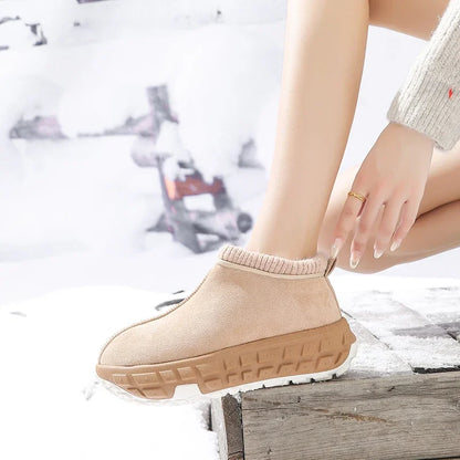 Women's Knitted Cuffed Snow Boots 2024 New Winter Cold-proof and Warm Fur Boots Non-slip Thick-soled Ladies Cotton Shoes Zapatos