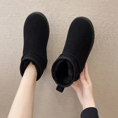 Round Toe Flat Heel Fashion Low Ladies Ankle Cotton Snow Boot