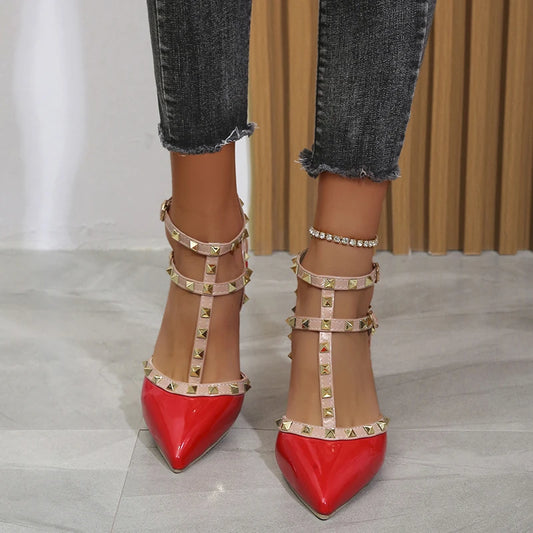 Rivets Thick Fine Pointed Sexy Nightclub High-Heeled High Heel