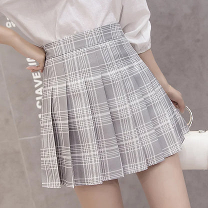 A-line Student Plaid Pleated Dance Mini Girls Kawaii Skirt