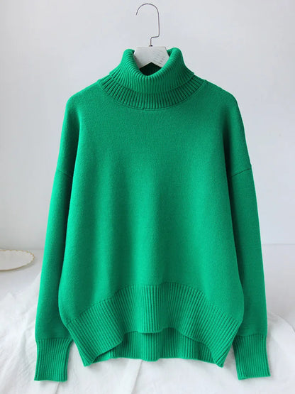 Thick Oversize Turtleneck Winter Warm White Knitted Oversized Sweater