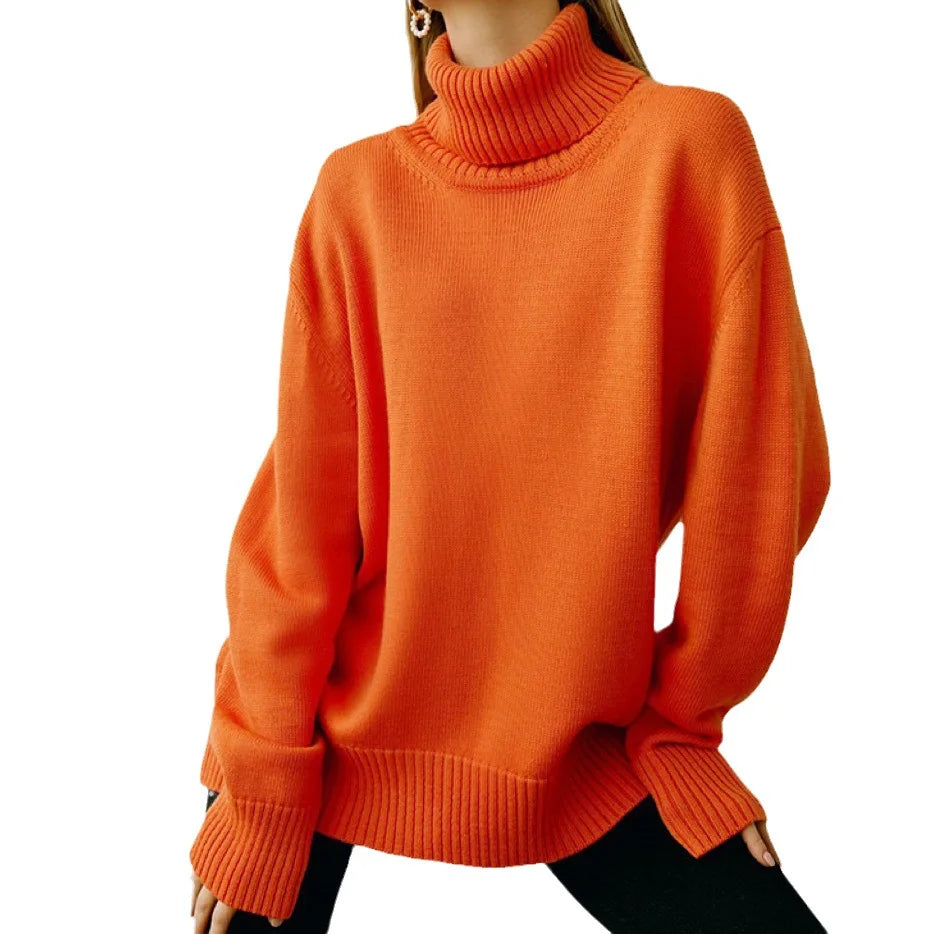 Turtleneck Oversized Chunky Long Loose Casual Slouchy Sweater