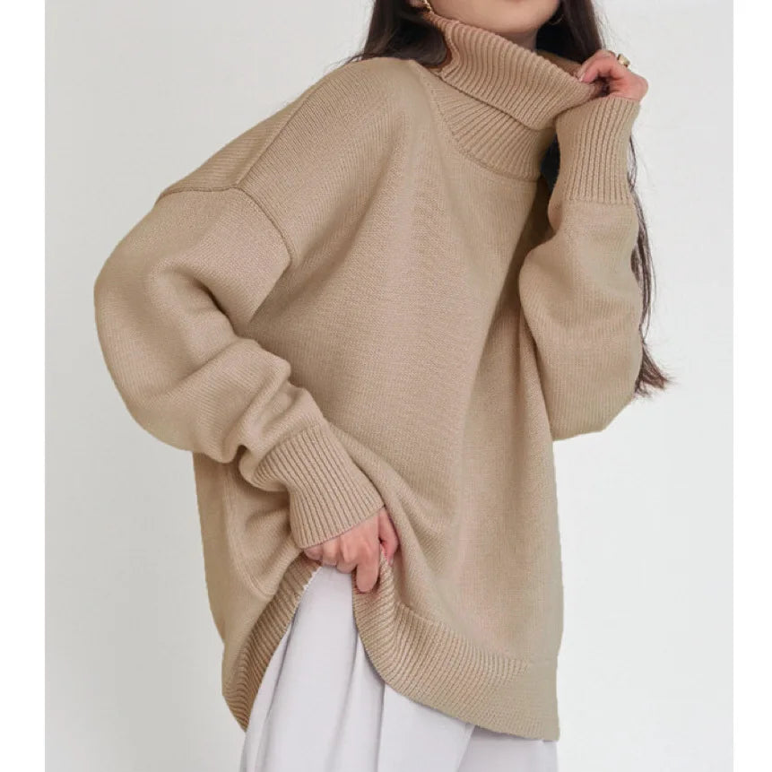 Turtleneck Oversized Chunky Long Loose Casual Slouchy Sweater