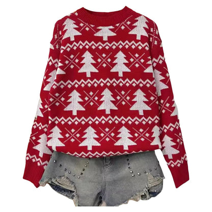 Jacquard Knitted Full Sleeve Warm Soft Christmas Sweater