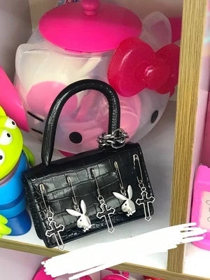 Y2K Gothic Metal Punk Pin Small Spider Rabbit Decorate Messenger Bag