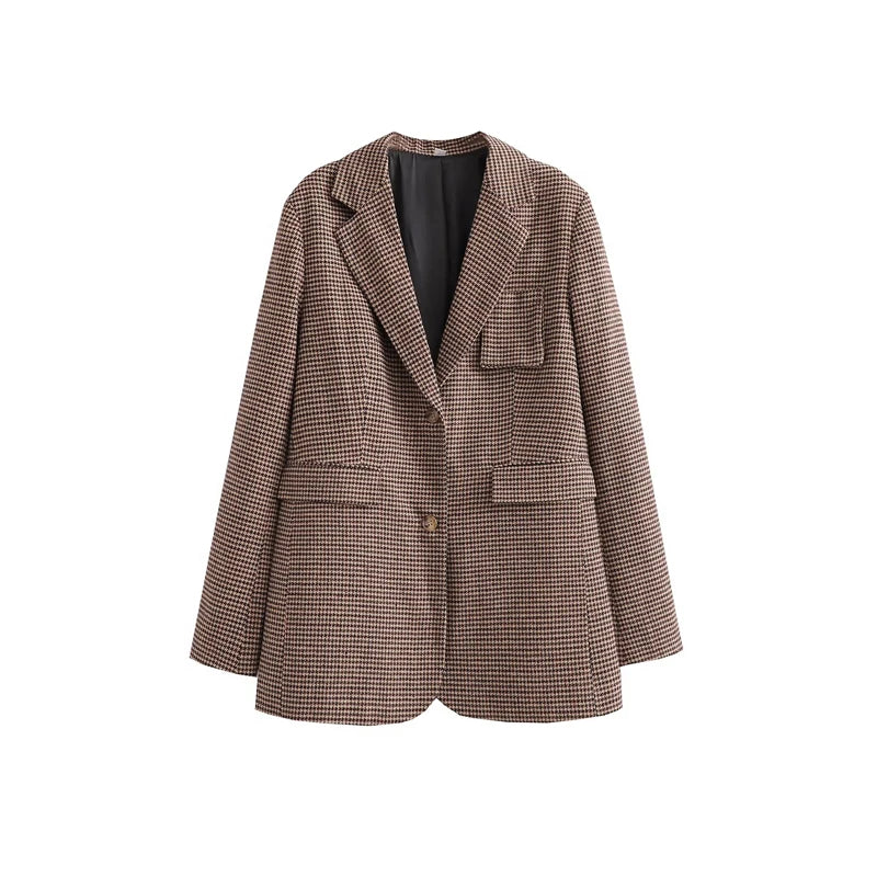 Y2K Fashion Chic Loose Notched Collar Long Sleeve Female Pockets Blazer