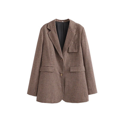 Y2K Fashion Chic Loose Notched Collar Long Sleeve Female Pockets Blazer