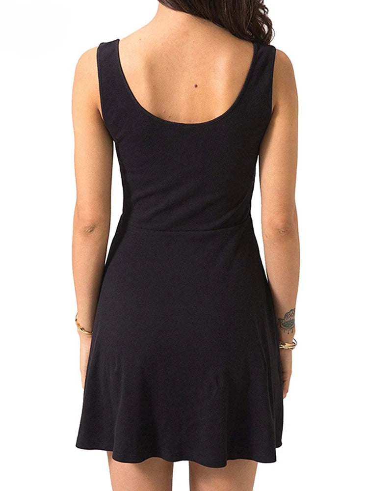 Women's Casual Sleeveless High Slim Flare Midi Dresses