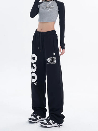 Fashion Hip Hop Casual Trousers: High Waist Women's Sweatpants