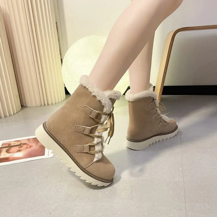 Round Toed Platform Plush Warm Waterproof High Snow Boot