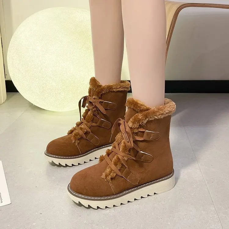 Round Toed Platform Plush Warm Waterproof High Snow Boot