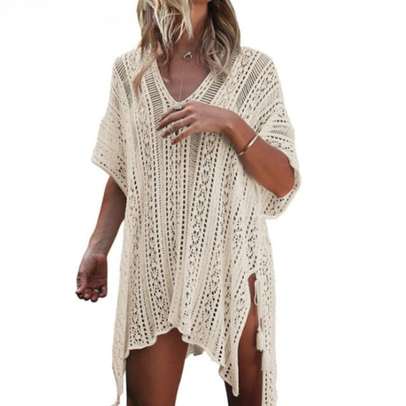 DressBetty - Summer Long Sleeve Back See Through Mini Dress