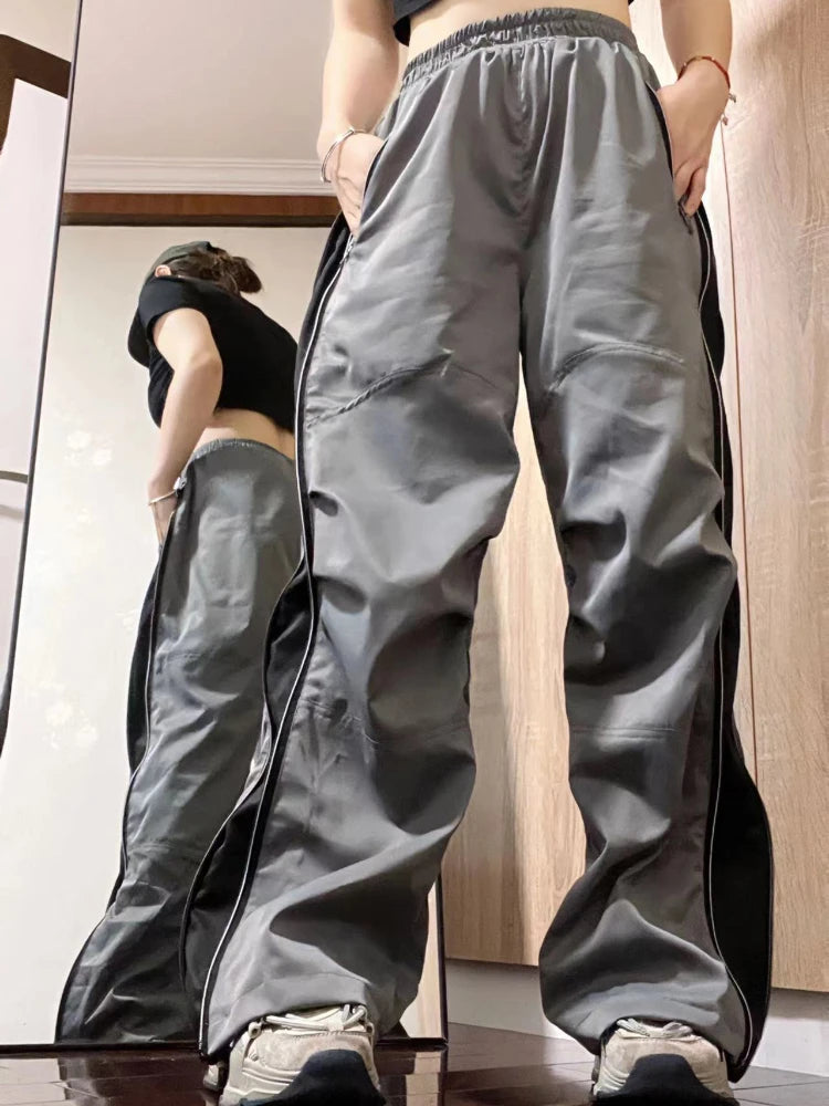 Korean Hip Hop Harajuku Streetwear Lady's Wide Leg Jogger Sweatpants