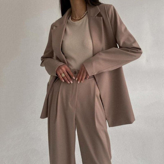 DressBetty - Women's Elegant Office Solid Blazer Pants Suit